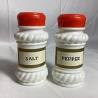 Vintage Plastic Wall Mount Salt And Pepper Shakers Orange Caddy