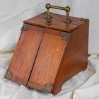 19th Century English Antique Cherry Wood Coal Hod Box   Scuttle Bucket Fireplace