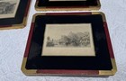 Antique T  Allom S Fisher China Colored Engraving Prints Matching 4 Gilded
