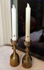 Vintage Brass Taper Candlestick Holders Set Of 2 Mcm Scandinavian 6  Tall Read