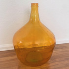 Vintage Amber Glass Demijohn Bottle 18    Large Vase Mcm Boho Retro Farmhouse