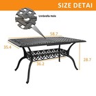 60 Inch Black Cast Aluminum Outdoor Patio Bistro Table Rectangular