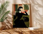 Elegant Retro Woman With Cat Poster     Vintage Modern Illustration 