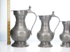Antique Pewter Flip Lid Pitcher Flagon Tankard  Pub Tavern Inn Decor With Marks
