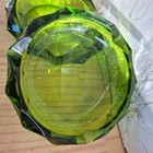 Vintage Green Glass Ashtray Cigar Cigarette Ashtray Thick Heavy 8 75  X 2 