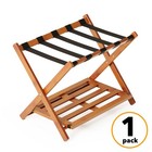 Luggage Rack Foldable Suitcase Stand Storage Shelf Heavy Duty Guest Room Walnut