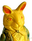 Vintage Viscoloid Celluloid Easter Toy Dressed Smiling Rabbit Coat Shoes Bow Tie