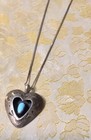 Vintage Navajo King Man Turquoise Heart Necklace Sterling Silver