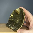 Vntg Virginia Metalcrafters Solid Brass Lotus Leaf Shaped Trinket Dish Tray 3-24