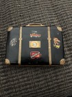 Vtg Mini Suitcase Compact 1939 Powder  Makeup Mirror W  Travel Stickers Rare  