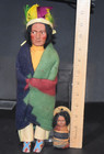 1940s Lot 2 Native American Skookum Dolls Mailer Papoose Blanket Wood Feet