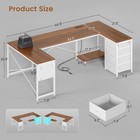 Corner U Shaped Office Desk  67  Reversible Computer Desk With 4 Fabric Drawers