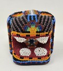 Vintage Huichol Beaded Jaguar Head - Handmade Wix  rika Mexican Folk Art