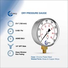 4  Pressure Gauge - Chrome Plated Steel Case  1 4 npt  Lower Side Mnt  400 Psi