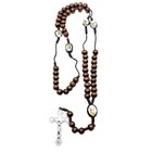 St Michael Archangel Wooden Rosary Brown Beads Catholic Prayer Protection