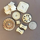 Group Lot Antique Carved Round   Square Fancy Shell Buttons Mop