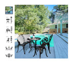 4pc Bistro Victorian Rose Black Patio  Dining Furniture Set Outdoor Garden Yard