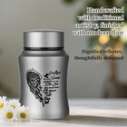 4 5 Inches Small Urn For Human Ashes  Heart Angel Wings Cremation Urn Stainles