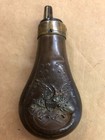 Original Small Antique Civil War Era 13 Star Eagle   Shield Powder Flask 3 7 8 