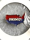 Nixon United States Shaped Lapel Pin Red White Blue On Gold Tone Soft Enamel