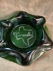 Vintage 7-up Green Pressed Flat Glass Soda Bottle Souvenir Corsicana Texas