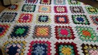 New Hand Crochet Granny Square Blanket Afghan Throw 40x50 White Trim 30 Squares