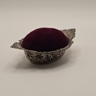 Antique Gorham Sterling Silver 4780 Burgundy Velvet Pin Cushion Basket