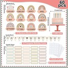 60 Pcs Boho Rainbow Bulletin Board Decor For Classroom Birthday