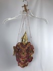 Vintage Thai Burmese Marionette String Puppet Gold Face Ornate Beaded Dress