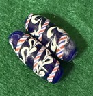  2  Old Lewis   Clark Beads Blue White Red Huron Indian Fur Trade 1800 s