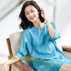 100  Mulberry Silk Women s Summer New Chinese Silk Roman Jacquard Top Pants Sets