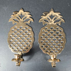 Vintage Pair Of Cast Brass Pineapple Wall Sconces - Candle Holders -10 75 Inches