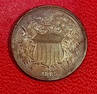 1865 Two Cent Piece  au   About Uncirculated Condition  Enn Coins