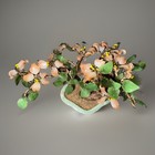 Vintage Agate jade Hand Crafted wired carved Flowering Bonsai Tree In Aqua Pot