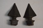 2 Vintage Cast Iron Arrowhead Finials Collectible 3 75  Heavy Metal Square Base