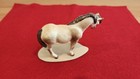 Vintage Porcelain Horse Figurine  Brown And White  Glazed  Small