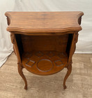 Vintage French Cabinet Side Table Hidden Bar Storage Solid Walnut Hand Carved
