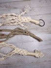 Lot Of 3 Vintage 1970s Macrame Handmade Rope   Wood Bead Plant Holders Boho