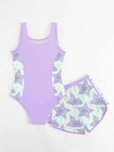 Girls K-pop Demon Hunter Inspired Swimsuit Set One Piece Swimwear Matching Skirt