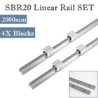 2pcs Sbr16-2000mm Linear Rail Guide   4pcs Sbr16uu Square Type Slide Bearing Blo
