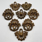 Set Of 8 Vintage Gilt Bronze Baroque Drawer Pulls Handles Furniture Hardware