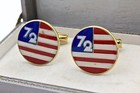 Vintage 1972 Patriotic American Flag Gold Plated Cufflinks