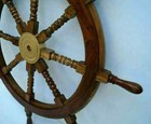 Vintage Nautical Wall Decor Large 36  Boat Ship Wooden Steering Wheel Brass Item