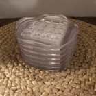 Set Of 5 Clear  Acrylic Coasters With Waffle Design W Holder Mcm Vintage Sides
