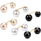6 Pcs Artificial Pearl Brooch Pins Sweater Shawl Safety Gold  Black  White