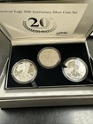 2006 American Silver Eagle 20th Anniversary 3 Coin Set W boxes   Coa- No Toning