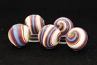 Collectible Art Glass Marbles Swirl Red White   Blue Handmade