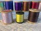 Vintage Sewing Thread Wood Spools Set Of 10 