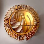 Mid Century Modern Brooch Pendant Pink Rhinestone Atomic Floral Gold Tone