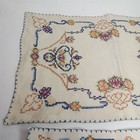 Antique 1930s Vanity Linen Set Of 2 Hand Embroidered Scalloped Edge Cross Stitch
